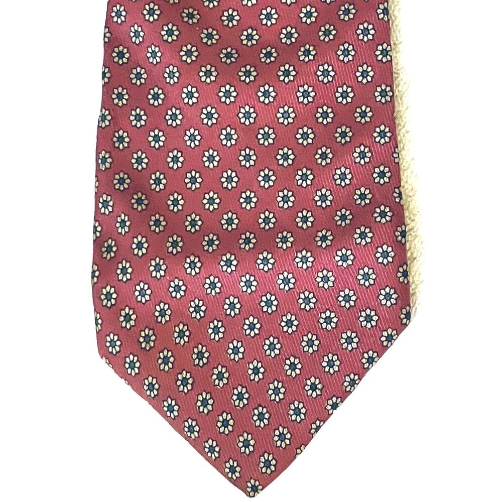 Tom James Vintage Tie Floral Rose Red Silk Preppy Academia Hippie Y2K